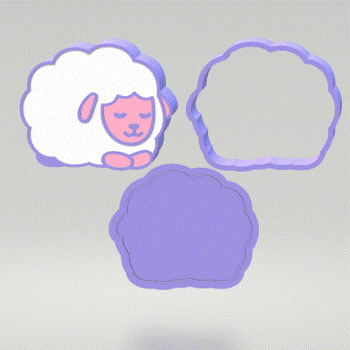 3pc Sleepy Sheep Bath Bomb Mold STL File