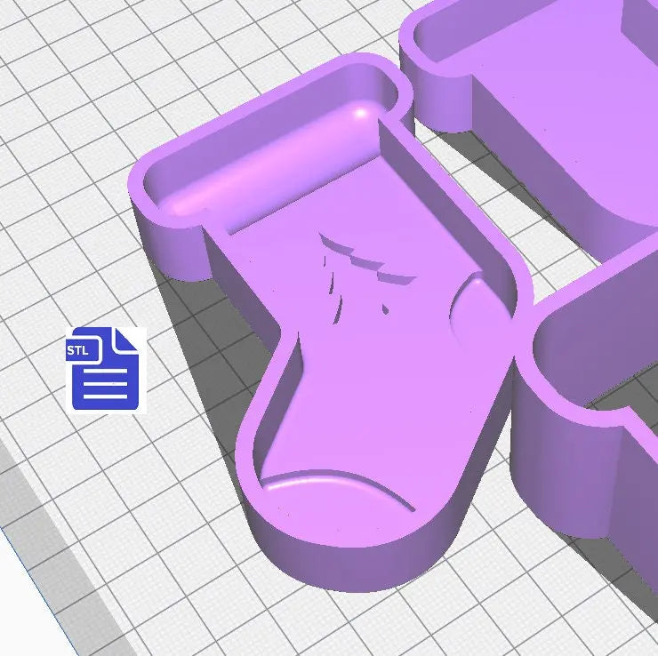 3pc Stocking Bath Bomb Mold STL File - for 3D printing - FILE ONLY - The Crafts and Glitter Shop