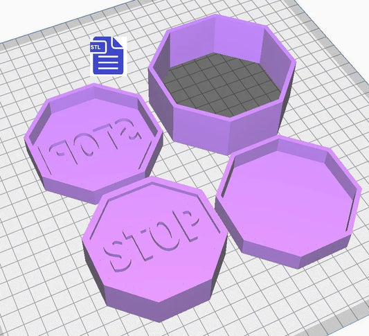 3pc Stop Sign Bath Bomb Mold STL File - for 3D printing - FILE ONLY - 3 piece manual hand press mold - The Crafts and Glitter Shop