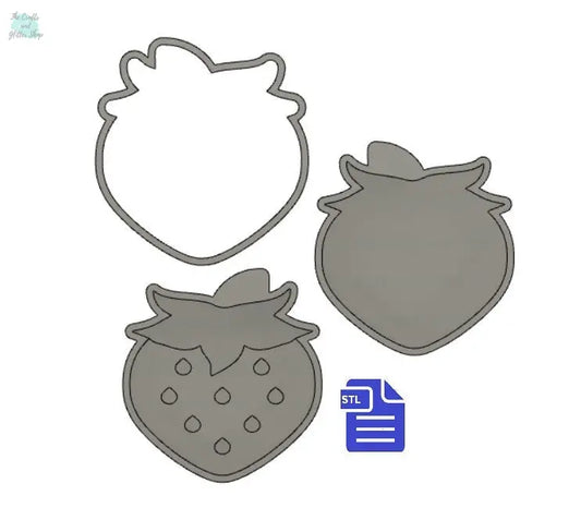 3pc Strawberry Bath Bomb Mold STL File - for 3D printing - FILE ONLY - 3 piece Strawberry Hand Press Bath Bomb Mould - The Crafts and Glitter Shop