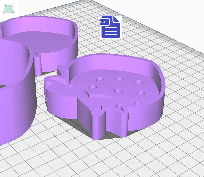 3pc Strawberry Bath Bomb Mold STL File - for 3D printing - FILE ONLY - 3 piece Strawberry Hand Press Bath Bomb Mould - The Crafts and Glitter Shop
