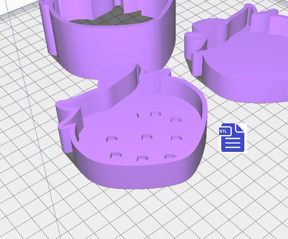 3pc Strawberry Bath Bomb Mold STL File - for 3D printing - FILE ONLY - 3 piece Strawberry Hand Press Bath Bomb Mould - The Crafts and Glitter Shop