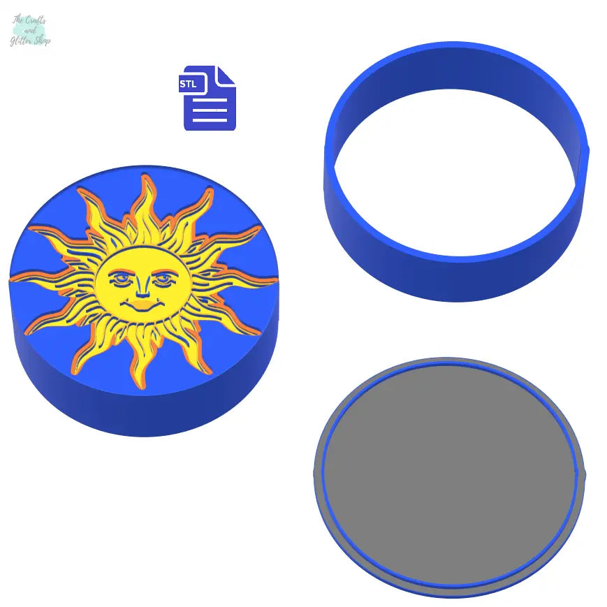 3pc Sun Bath Bomb Mold STL File - for 3D printing - FILE ONLY - 3 piece sun mold for bath bombs shower steamers bubble bars bath fizzers - The Crafts and Glitter Shop