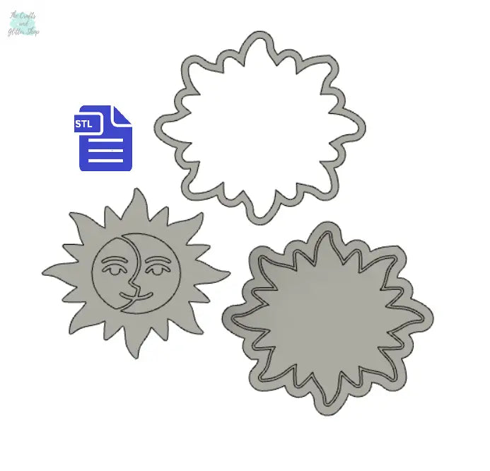 3pc Sun & Moon Bath Bomb Mold STL File - for 3D printing - FILE ONLY - The Crafts and Glitter Shop