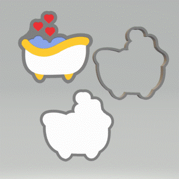 3pc Valentine Bath Tub Bath Bomb Mold STL File