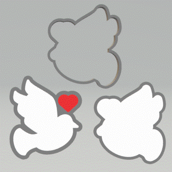 3pc Valentine Dove Bath Bomb Mold STL File