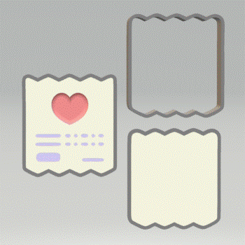 3pc Valentine Receipt Bath Bomb Mold STL File