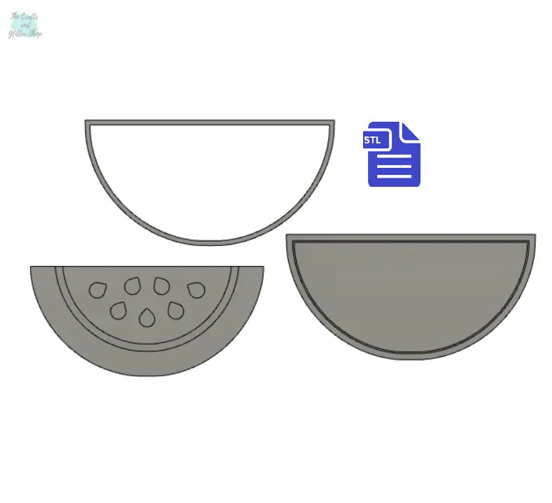 3pc Watermelon Bath Bomb Mold STL File - for 3D printing - FILE ONLY - The Crafts and Glitter Shop