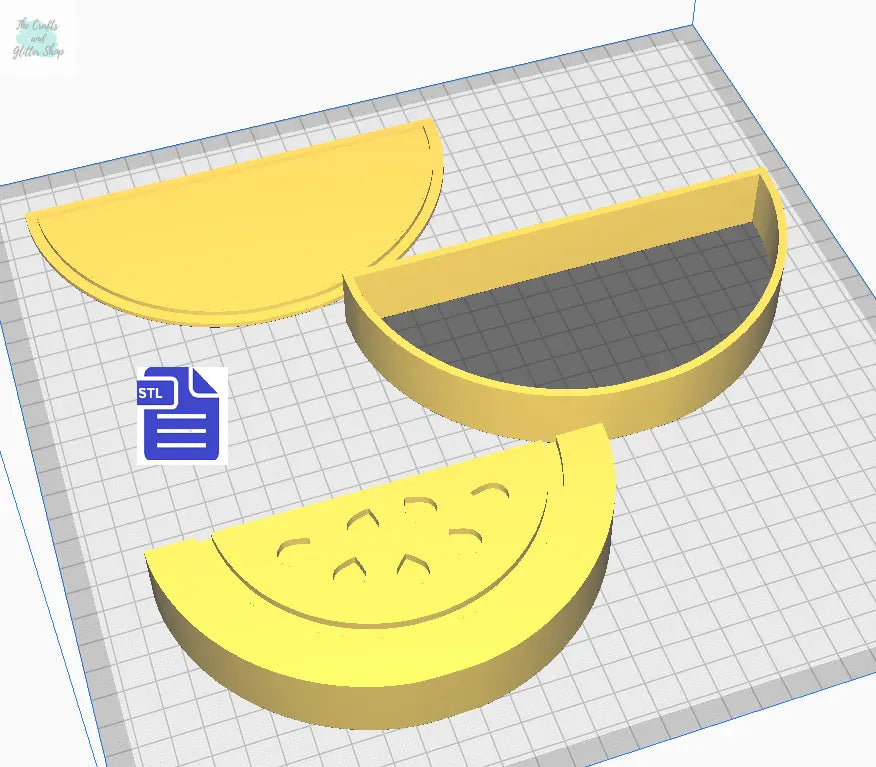 3pc Watermelon Bath Bomb Mold STL File - for 3D printing - FILE ONLY - The Crafts and Glitter Shop