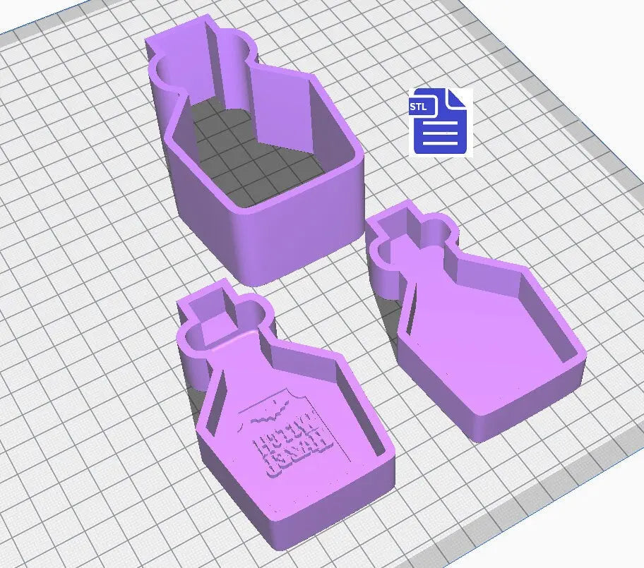 3pc Witch Hazel Potion Bath Bomb Mold STL File - for 3D printing - FILE ONLY - 3 piece hand press bath bomb mould - The Crafts and Glitter Shop