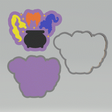 3pc Witches & Cauldron Bath Bomb Mold STL File