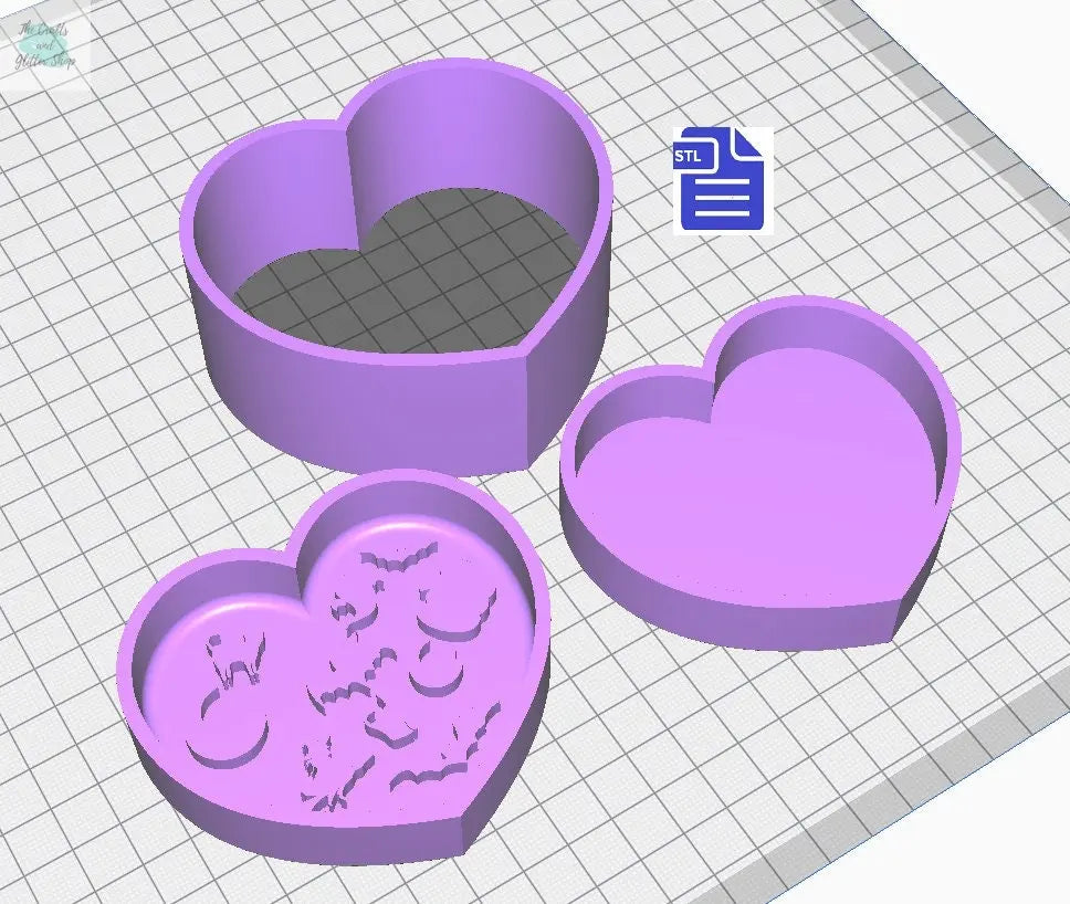 3pc Witchy Heart Bath Bomb Mold STL File - for 3D printing - FILE ONLY - 3 piece Hand Press Bath Bomb Mould - The Crafts and Glitter Shop