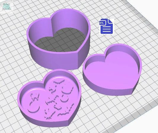 3pc Witchy Heart Bath Bomb Mold STL File - for 3D printing - FILE ONLY - 3 piece Hand Press Bath Bomb Mould - The Crafts and Glitter Shop