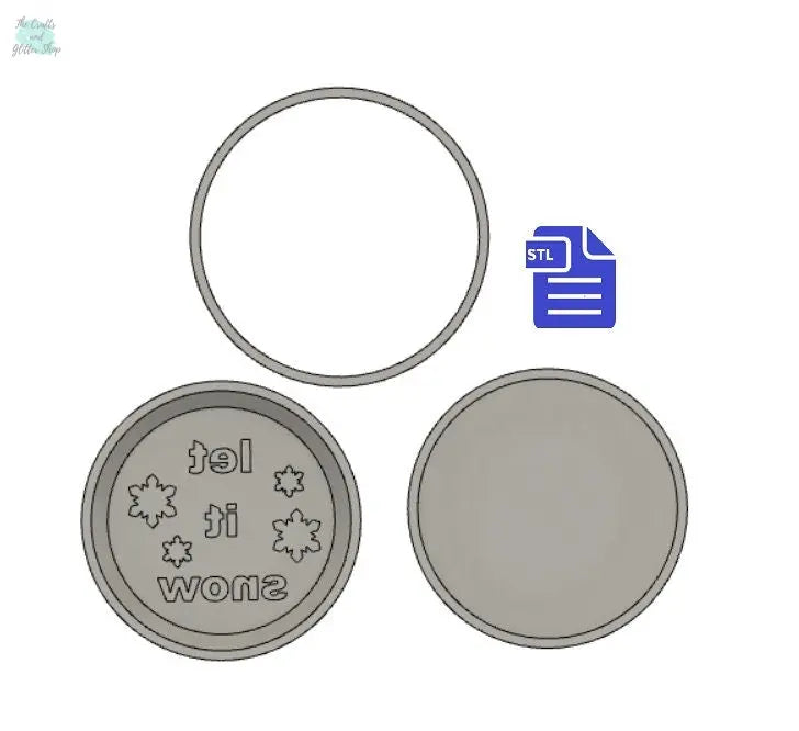 3pc let it snow Bath Bomb Mold STL File