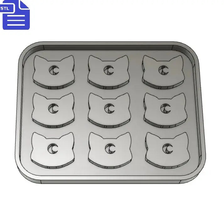 9 pc Crescent Moon Cat STL File - for 3D printing - FILE ONLY - with tray to make your own silicone molds - diy freshies mold - The Crafts and Glitter Shop