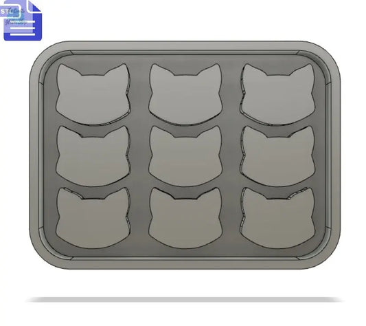 9 pieces Cat Head STL File - for 3D printing - FILE ONLY - with tray to make your own silicone molds - diy freshies mold - The Crafts and Glitter Shop