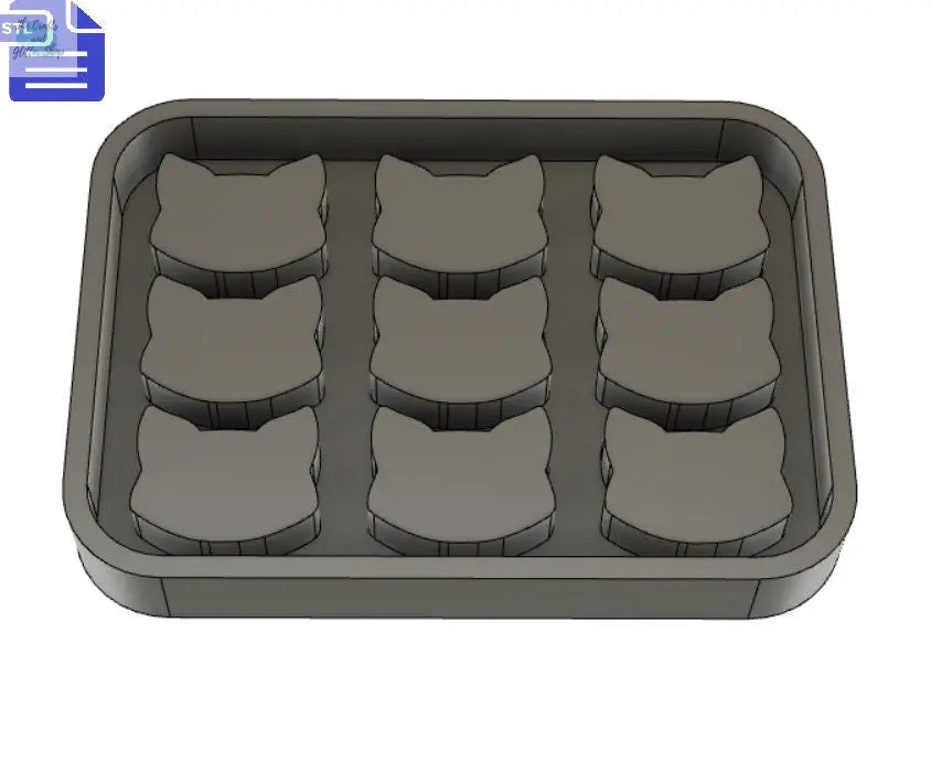 9 pieces Cat Head STL File - for 3D printing - FILE ONLY - with tray to make your own silicone molds - diy freshies mold - The Crafts and Glitter Shop