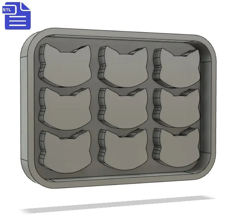 9 pieces Cat Head STL File - for 3D printing - FILE ONLY - with tray to make your own silicone molds - diy freshies mold - The Crafts and Glitter Shop