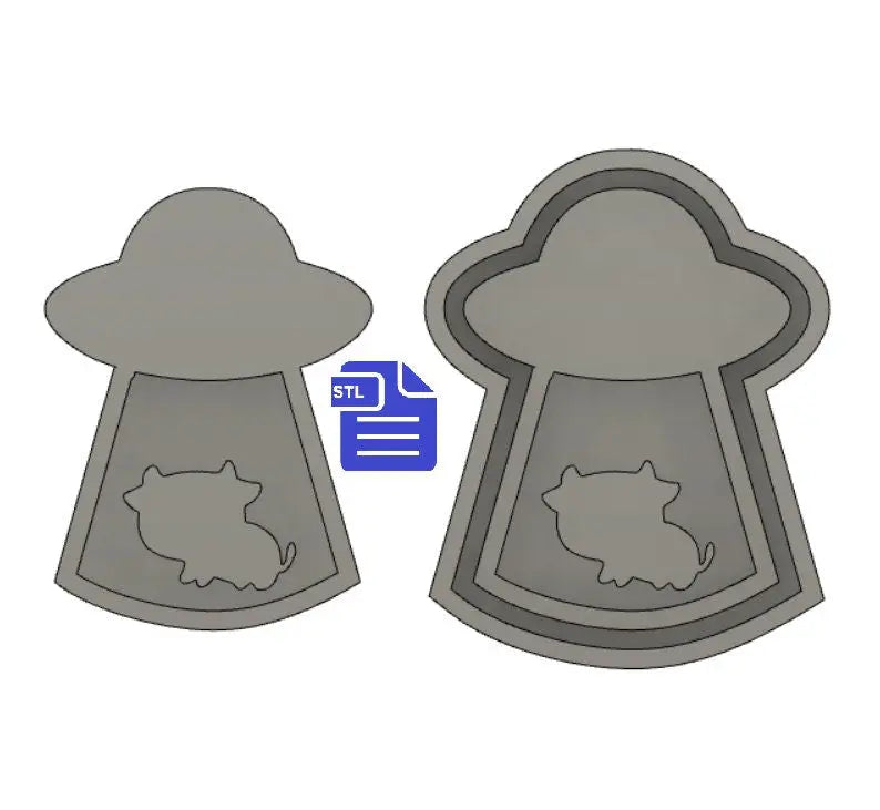 Abducted Cow Shaker STL File - for 3D printing - FILE ONLY - 2 in 1 - 3D design and design with tray for silicone mold making included - The Crafts and Glitter Shop