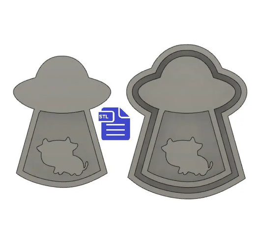 Abducted Cow Shaker STL File - for 3D printing - FILE ONLY - 2 in 1 - 3D design and design with tray for silicone mold making included - The Crafts and Glitter Shop
