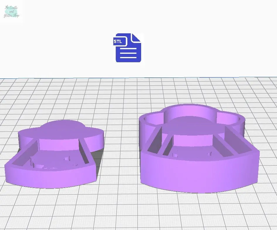 Abducted Cow Shaker STL File - for 3D printing - FILE ONLY - 2 in 1 - 3D design and design with tray for silicone mold making included - The Crafts and Glitter Shop