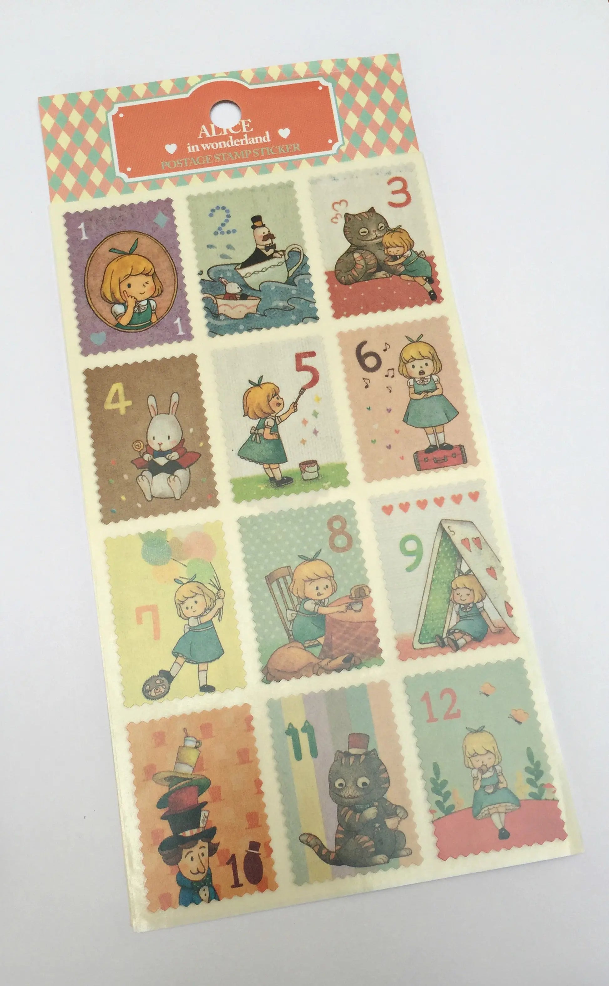 Alice Postage Stamps Stickers  - 2 sticker sheets The Crafts and Glitter Shop
