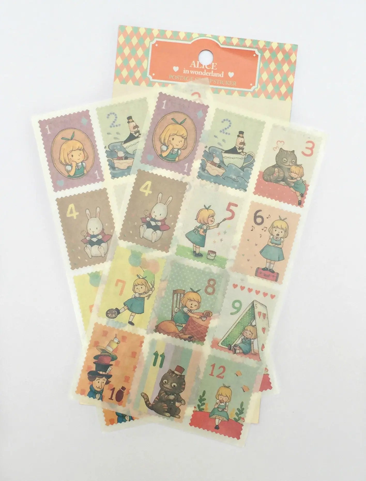 Alice Postage Stamps Stickers  - 2 sticker sheets The Crafts and Glitter Shop