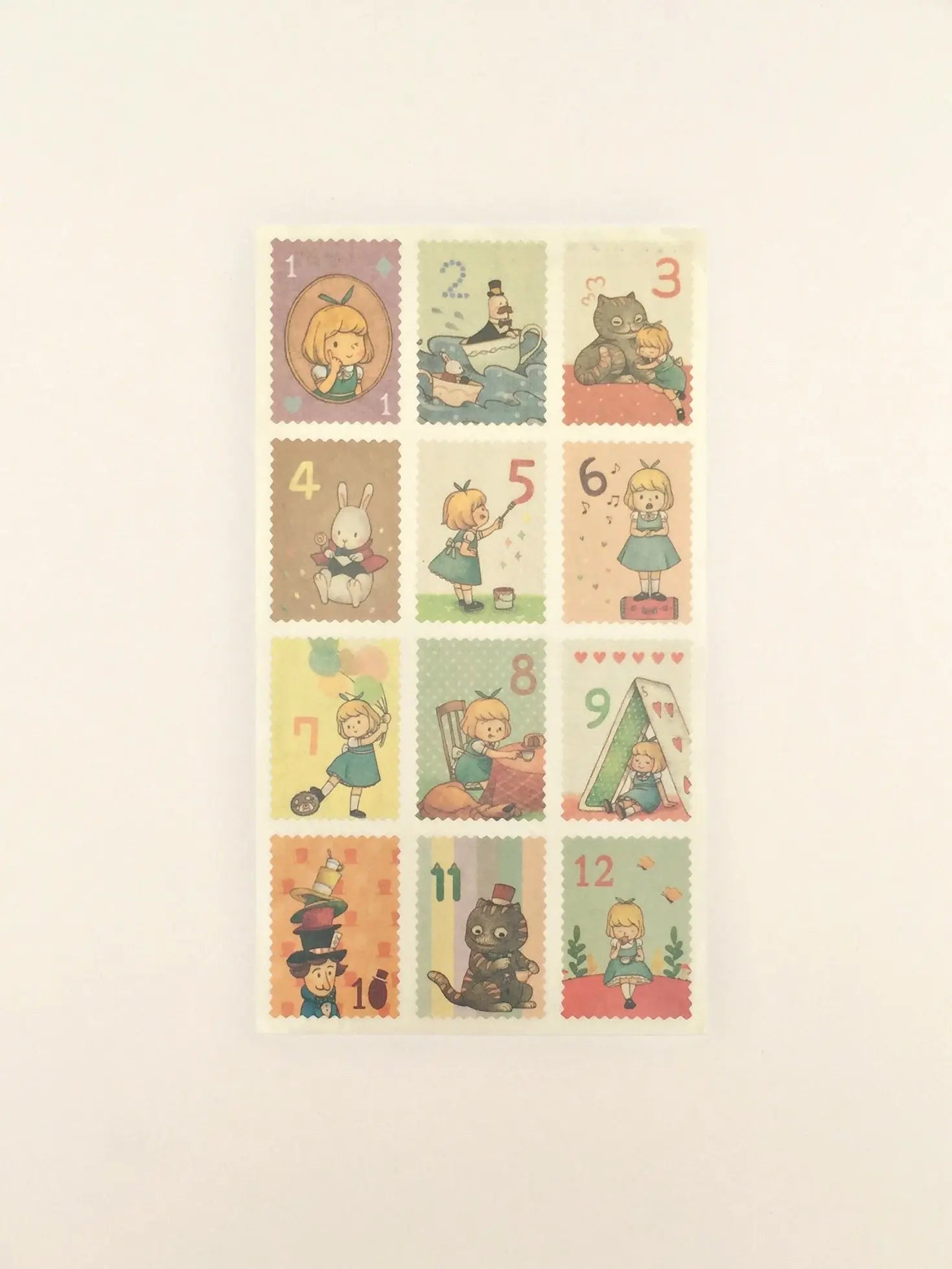 Alice Postage Stamps Stickers  - 2 sticker sheets The Crafts and Glitter Shop