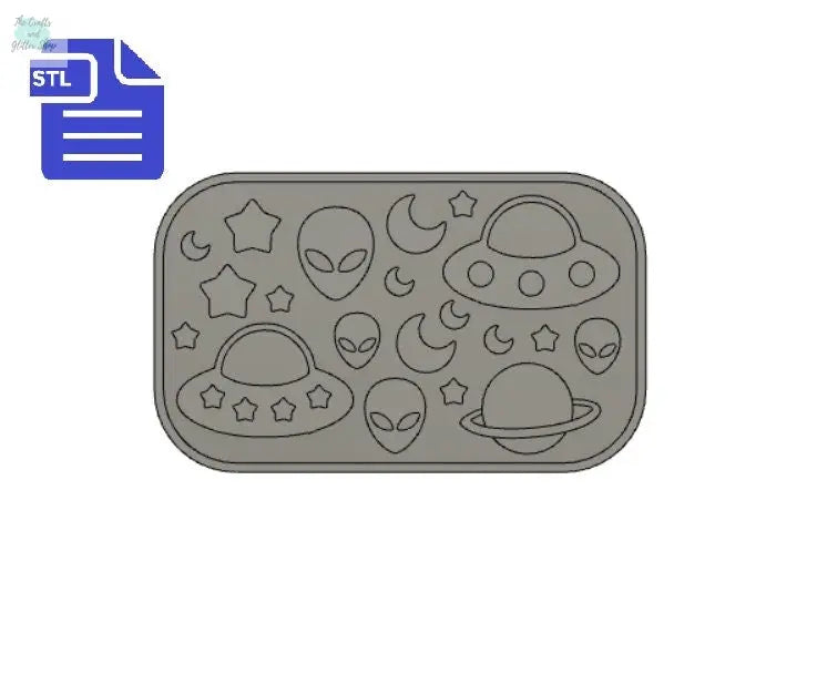 Aliens & UFOs palette STL File - for 3D printing - FILE ONLY - with tray included ready for silicone mold making - diy freshies mold - The Crafts and Glitter Shop