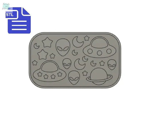 Aliens & UFOs palette STL File - for 3D printing - FILE ONLY - with tray included ready for silicone mold making - diy freshies mold - The Crafts and Glitter Shop