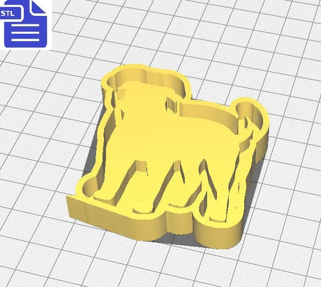 American Bulldog Silhouette Mold Tray STL File
