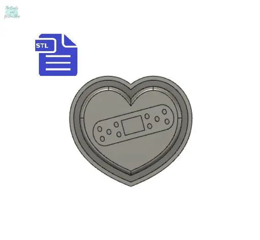 Bandaged Heart Mold Tray STL File - for 3D printing - FILE ONLY- with tray to make silicone molds - diy freshies mold - The Crafts and Glitter Shop