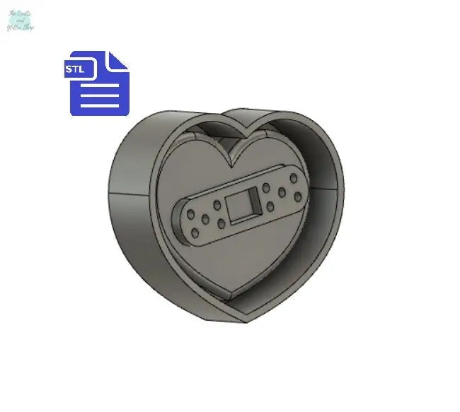 Bandaged Heart Mold Tray STL File - for 3D printing - FILE ONLY- with tray to make silicone molds - diy freshies mold - The Crafts and Glitter Shop