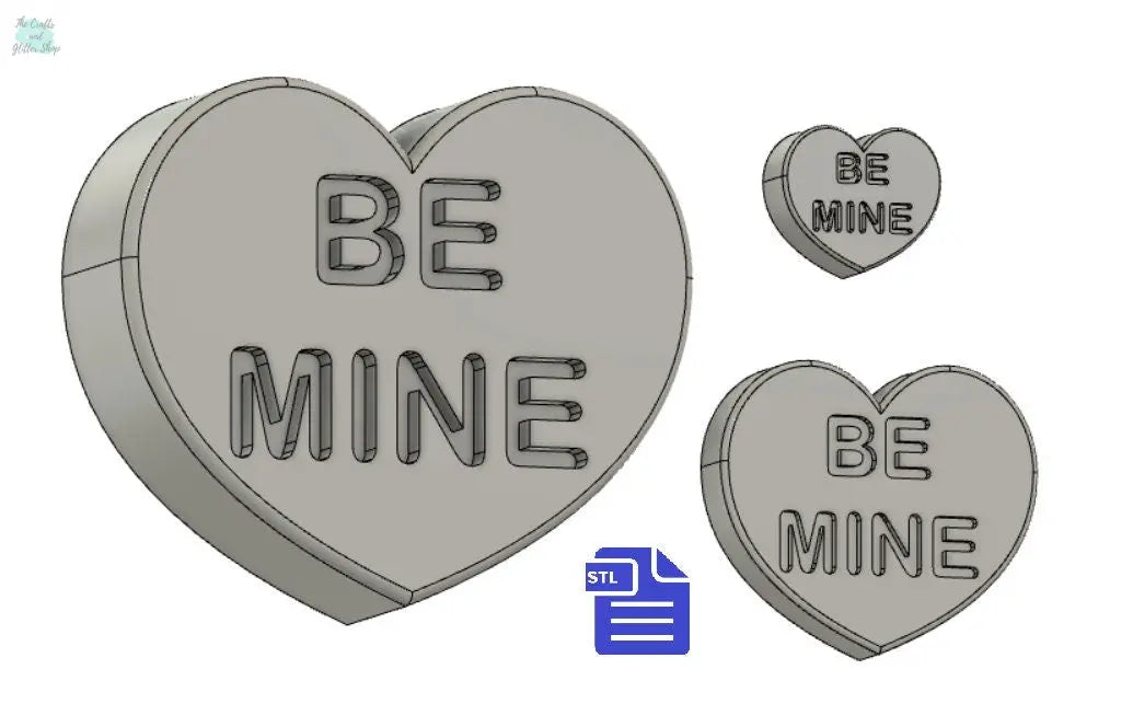 Be Mine Hearts STL File - for 3D printing - FILE ONLY - includes a deep size ideal to make bath bomb or soap molds - The Crafts and Glitter Shop