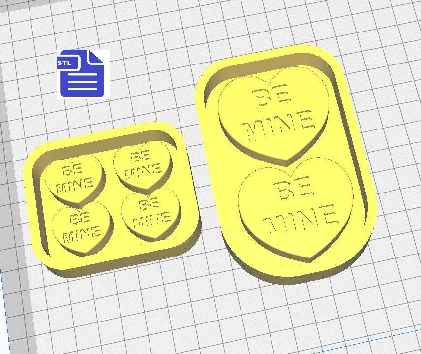 Be Mine Hearts STL File - for 3D printing - FILE ONLY - with tray to make silicone molds - diy freshies mold - The Crafts and Glitter Shop