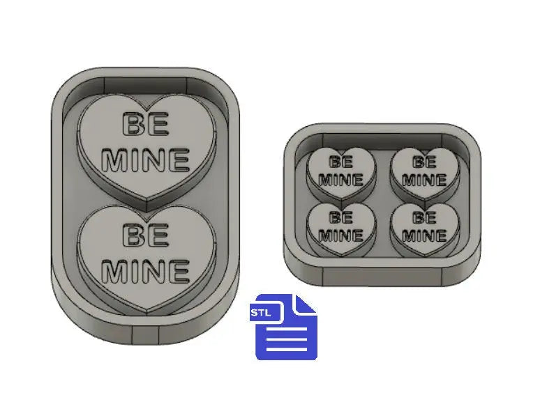 Be Mine Hearts STL File - for 3D printing - FILE ONLY - with tray to make silicone molds - diy freshies mold - The Crafts and Glitter Shop