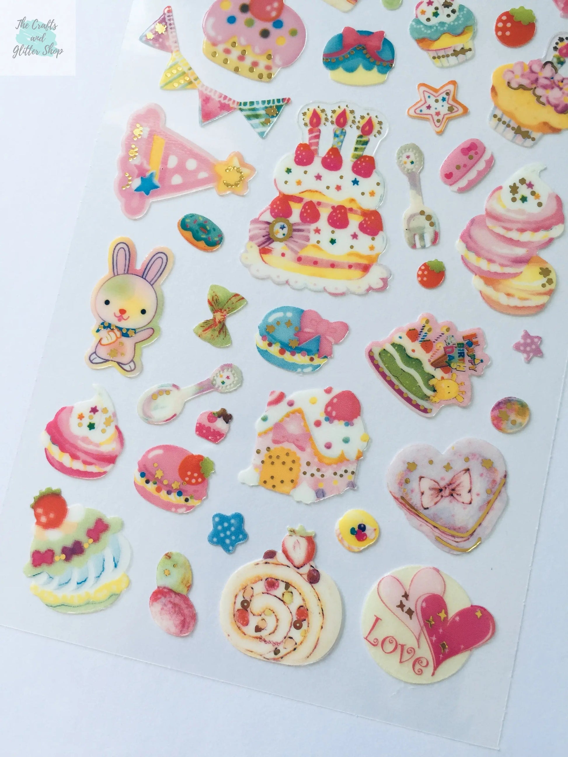 Birthday Party Plastic Stickers - 1 sheet The Crafts and Glitter Shop