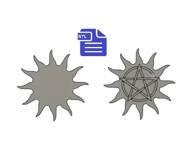 Bohemian Sun STL File - for 3D printing - FILE ONLY - Boho Sun with Pentacle - The Crafts and Glitter Shop