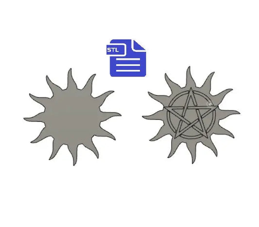 Bohemian Sun STL File - for 3D printing - FILE ONLY - Boho Sun with Pentacle - The Crafts and Glitter Shop