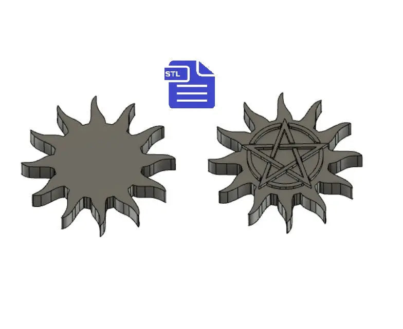 Bohemian Sun STL File - for 3D printing - FILE ONLY - Boho Sun with Pentacle - The Crafts and Glitter Shop