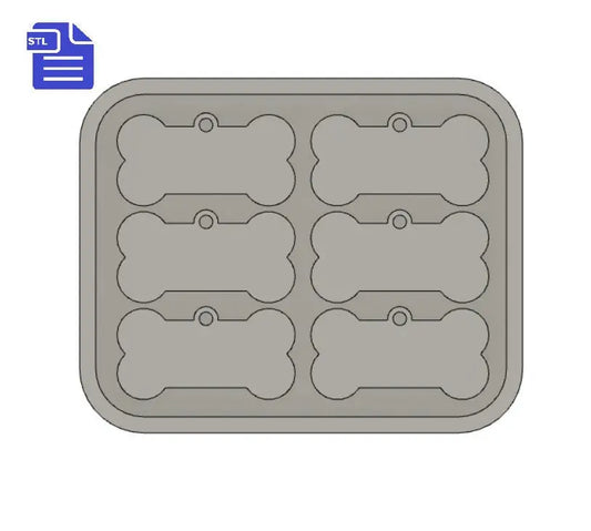 Bone Dog Collar Tag with hoop STL File - for 3D printing - FILE ONLY - with tray included to make your own silicone mold - diy freshies mold - The Crafts and Glitter Shop
