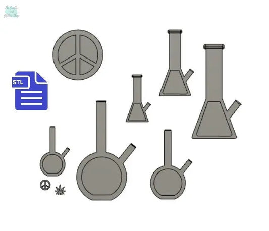 Bong Shaker Set STL File - for 3D printing - FILE ONLY - The Crafts and Glitter Shop