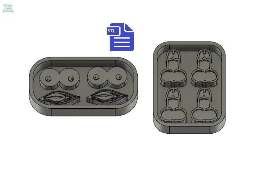 Boobs Vagina Penis Mold Tray STL File - for 3D printing - FILE ONLY - to make your own silicone mold - diy freshies mold