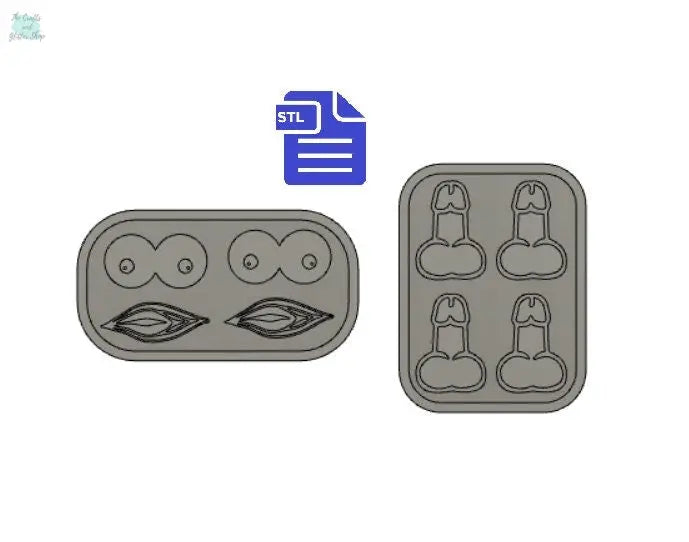 Boobs Vagina Penis Mold Tray STL File - for 3D printing - FILE ONLY - to make your own silicone mold - diy freshies mold - The Crafts and Glitter Shop