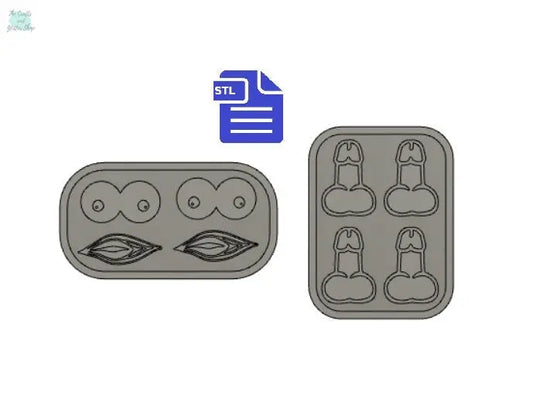 Boobs Vagina Penis Mold Tray STL File - for 3D printing - FILE ONLY - to make your own silicone mold - diy freshies mold - The Crafts and Glitter Shop