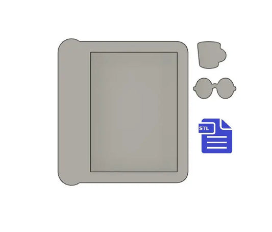 Book Shaker with bits STL File - for 3D printing - FILE ONLY - includes mug and reading glasses shaker bits - The Crafts and Glitter Shop