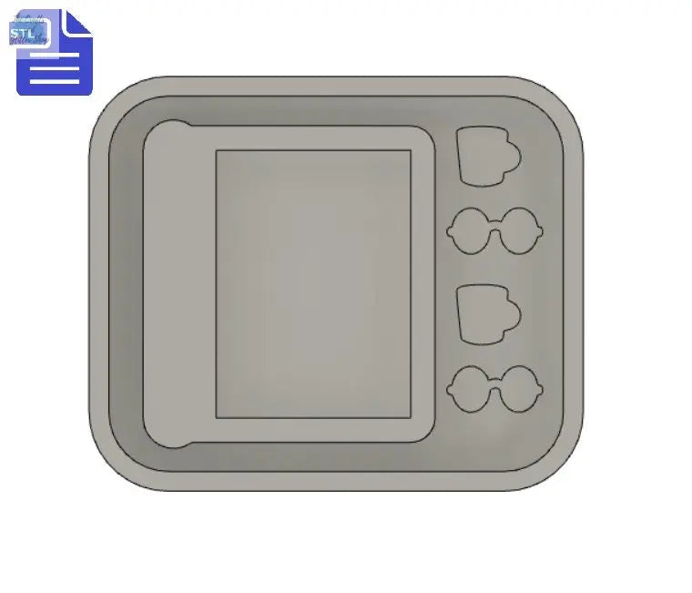 Book Shaker with bits STL File - for 3D printing - FILE ONLY - with tray to make silicone mold - includes mug and glasses shaker bits - The Crafts and Glitter Shop