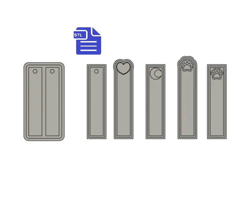 Bookmarks silicone mold STL File - for 3D printing - FILE ONLY - for silicone mold making - includes tray to make your own silicone molds - The Crafts and Glitter Shop