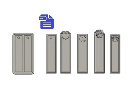 Bookmarks silicone mold STL File - for 3D printing - FILE ONLY - for silicone mold making - includes tray to make your own silicone molds - The Crafts and Glitter Shop