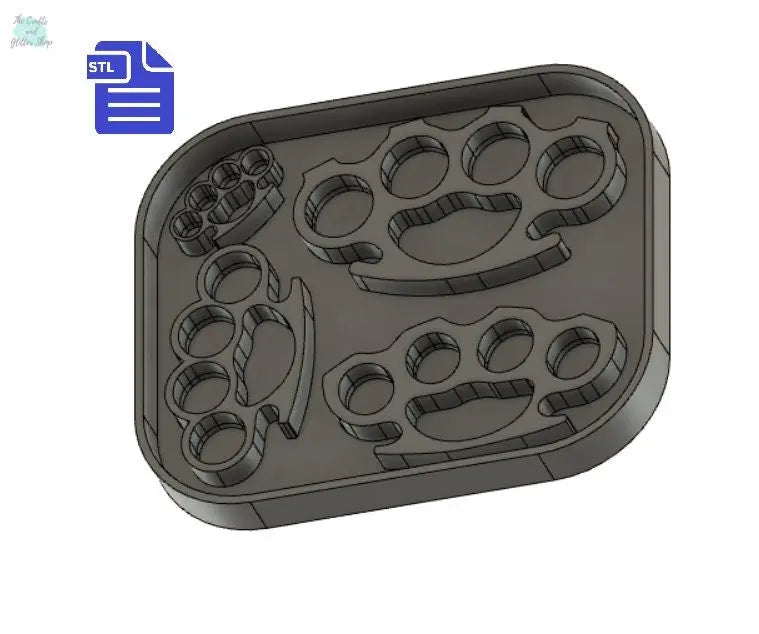 Brass Knuckles STL File - for 3D printing - FILE ONLY - Knuckle dusters with tray to make your own silicone molds - diy freshies mold - The Crafts and Glitter Shop